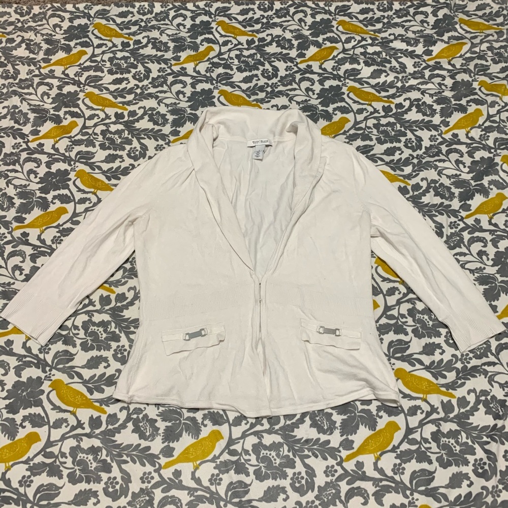 WHBM White Viscose Knit Sweater EUC Size L